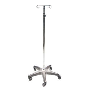 PS12 | Porta suero cromado base plástica 5 ruedas