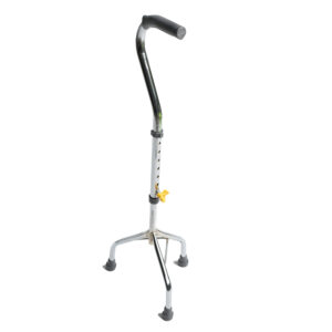 BT38-MC |  Bastón trípode regulable base chica cromado - mango curvo