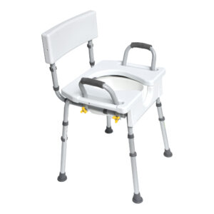 EA06 | Asiento para ducha regulable de aluminio con apoya brazos y respaldo removibles y desarmable